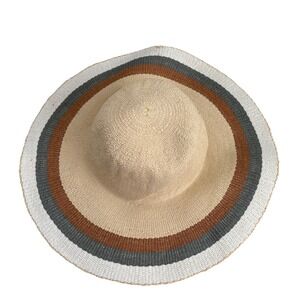 Eliza‎ May Rose by Hat Attack Striped Paper Straw Wide Brim Floppy Sun Hat Tan
